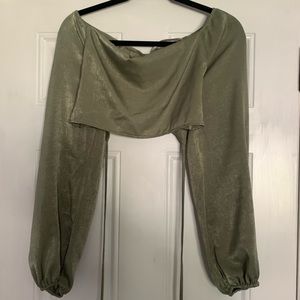 LE LIS Tie Back Satin Crop Top